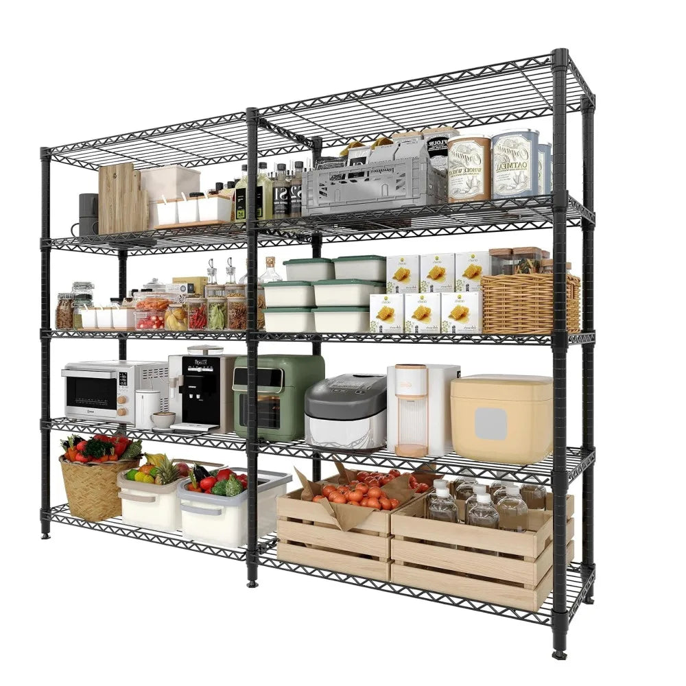 4/5 Tier Heavy Duty Metal Storage Shelving Rack Adjustable Wire Shelf 1060lbs Load Capacity V Shape Reinforced Steel Garage Organizer L Shape Corner Storage Rack Boltless Assembly for Garage Pantry Basement