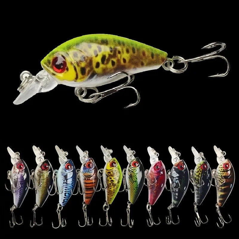 10pcs Lifelike Mini Fishing Lures Set Assorted Bionic Minnow Crankbaits