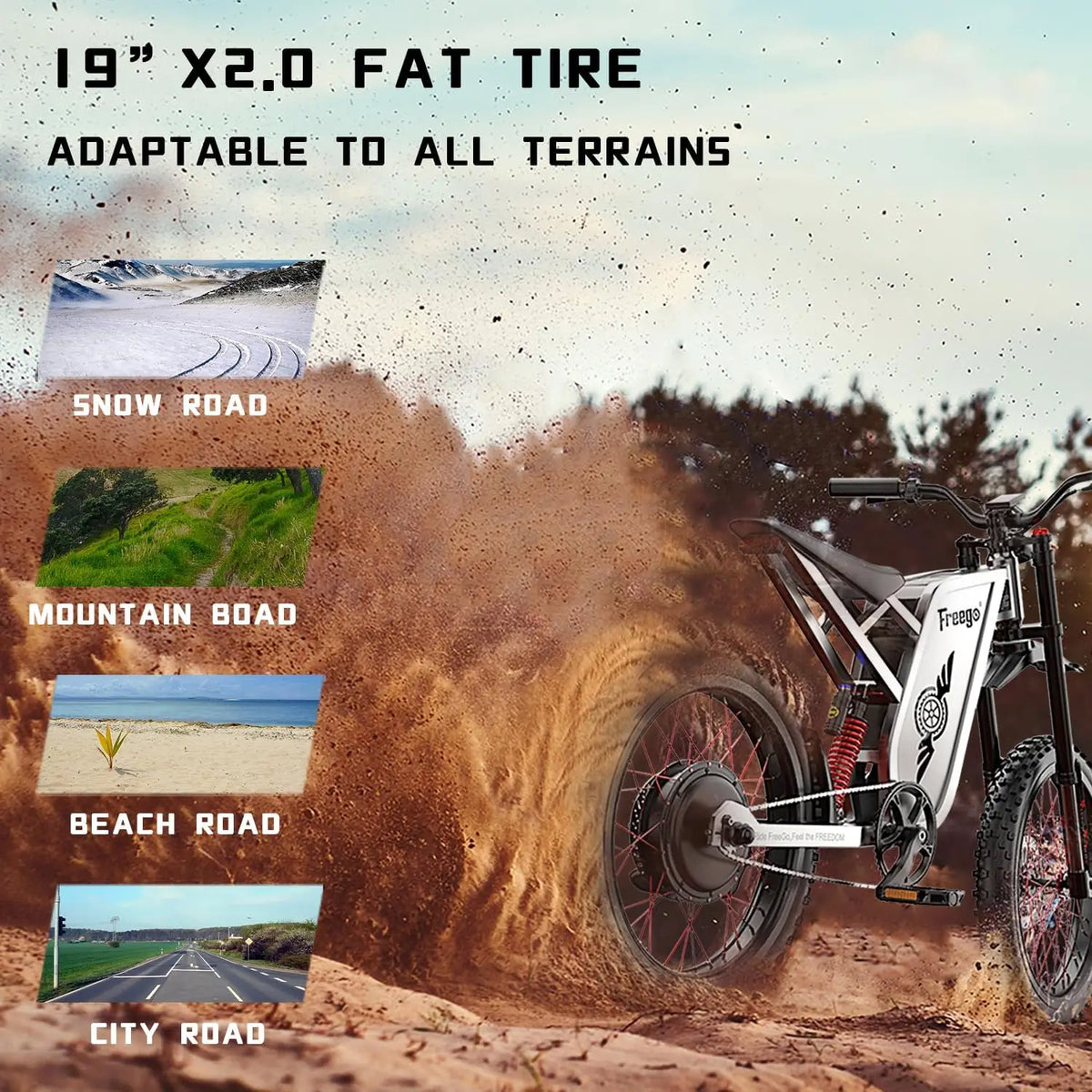 Freego X2Pro Electric Motorcycle Electric Dirt Bike 6000W Peak 60V30Ah Battery 50MPH Off Road Electric Bicycle UL 2849 Certified