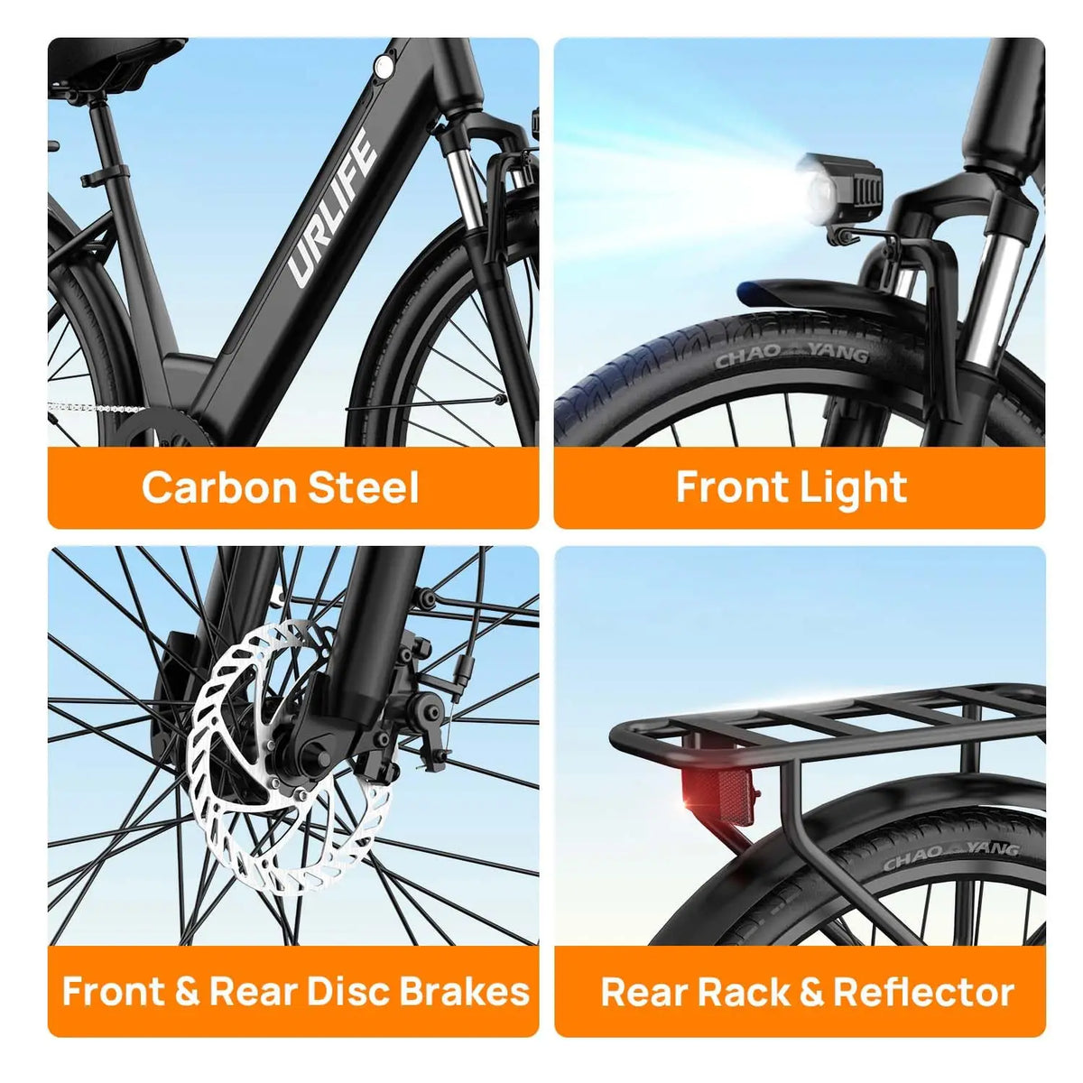 URLIFE E26 Electric Bike for Adults 750W Motor 48V 10.4Ah Removable Battery 7 Speed 80KM Long Range 20MPH E-bike Commuter