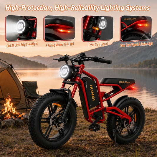 Full Suspension Electric Bike 1500W Peak, 60V 22Ah Long Range Battery, 7-Speed 35MPH Fat Tire Off-Road E-bike for Adults with LCD Display & Bright Headlight