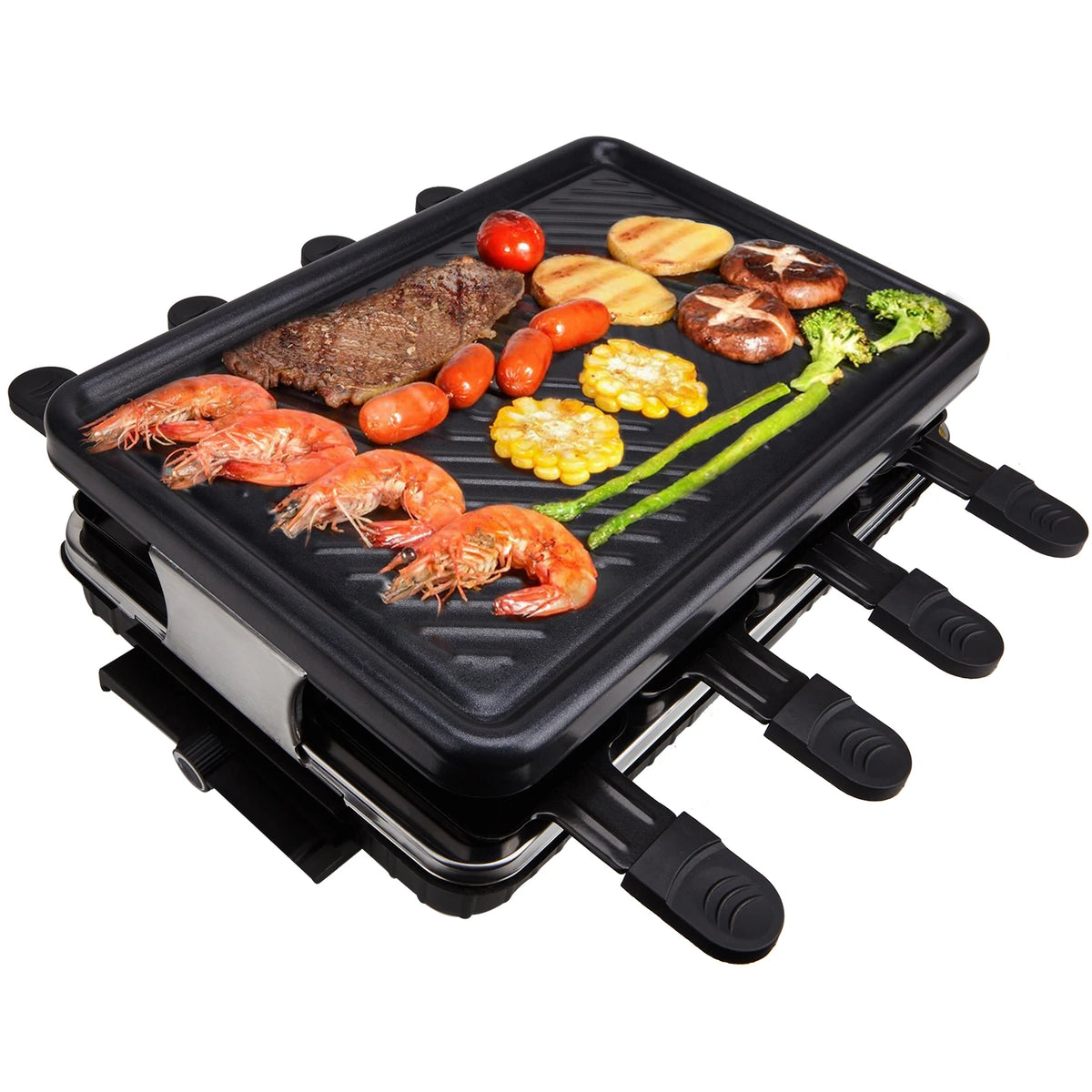 Table Grill Electric Korean BBQ Grill Indoor Cheese Raclette For 8 Person Non-Stick Surface Temperature Control Dishwasher Safe