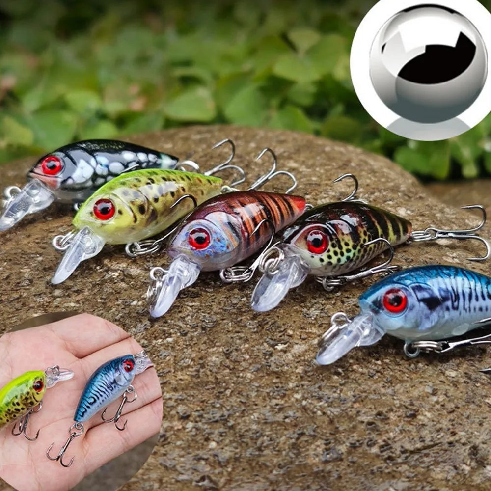 10pcs Lifelike Mini Fishing Lures Set Assorted Bionic Minnow Crankbaits