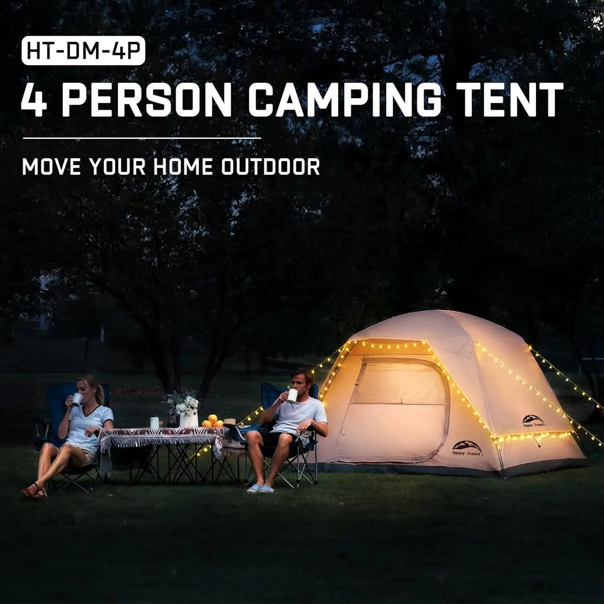 4-Person Dome Camping Tent with Rainfly, Waterproof Clip Quick Setup, Portable Family Tent with Mesh Windows, 20% Extra Headroom for Backpacking and Hiking