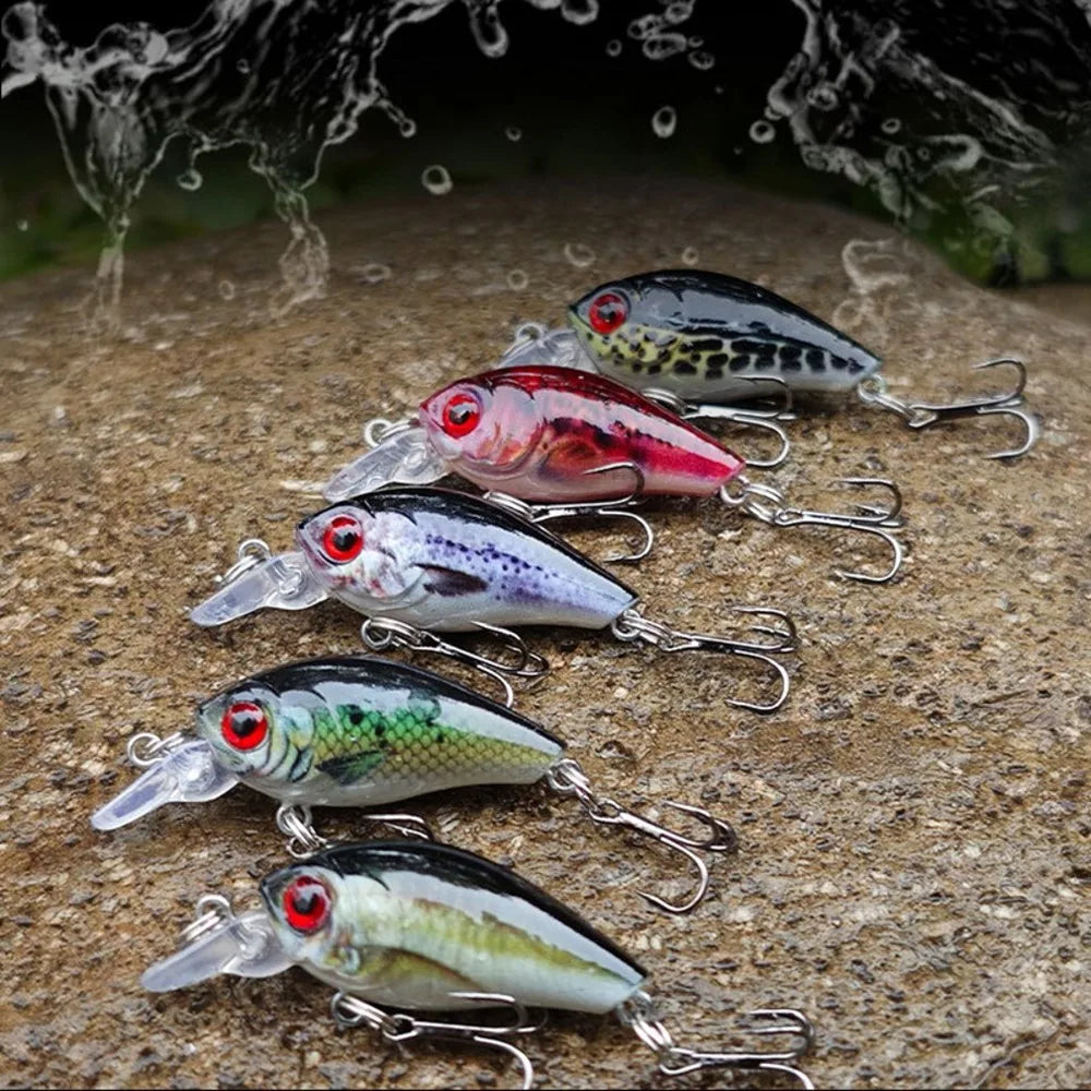 10pcs Lifelike Mini Fishing Lures Set Assorted Bionic Minnow Crankbaits